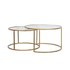 CAFE TABLE DRT GLASS GOLD SET OF 2 